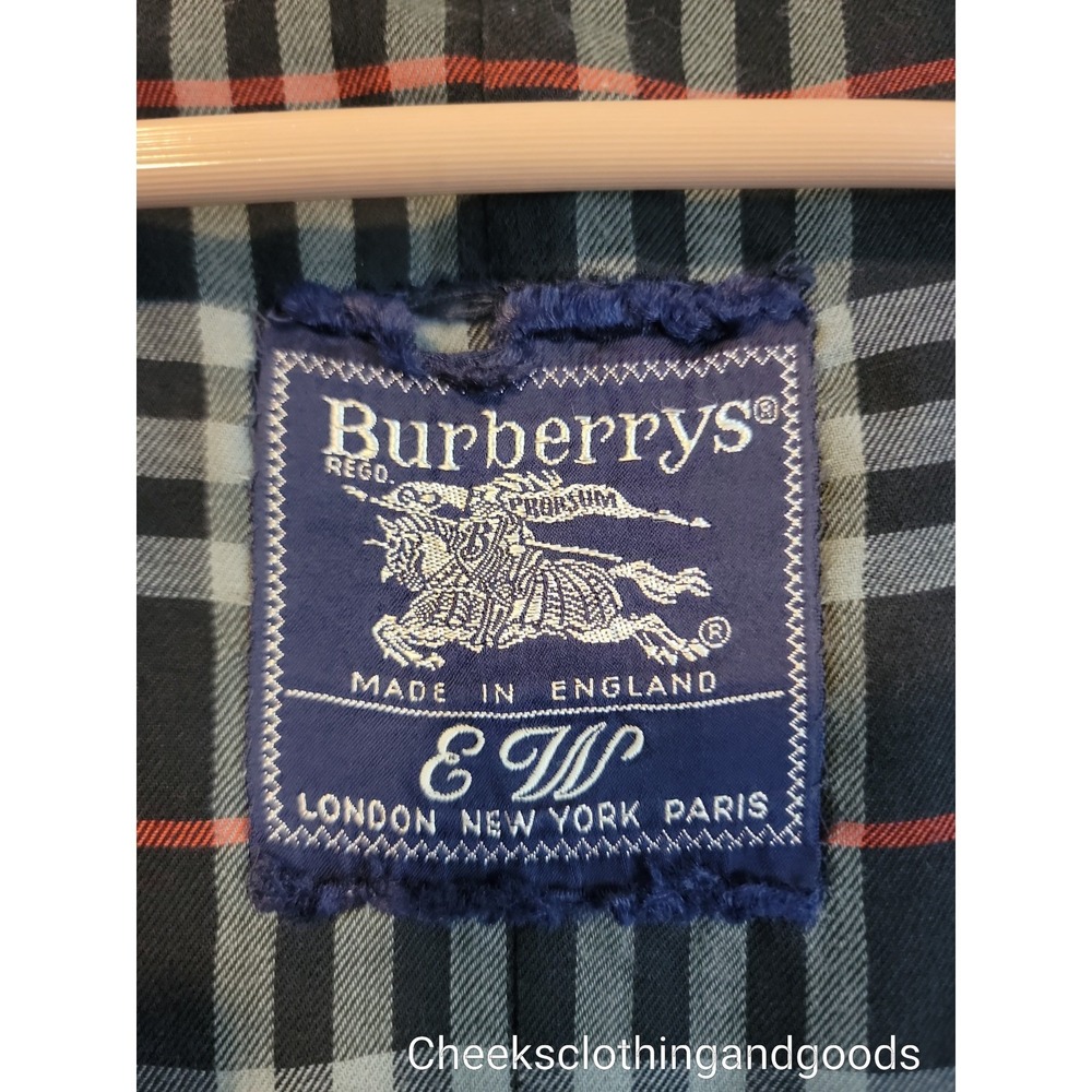 Burberrys Vintage Trench Coat Beigh Double Breasted Nova Check Belted England 14 - Picture 10 of 15